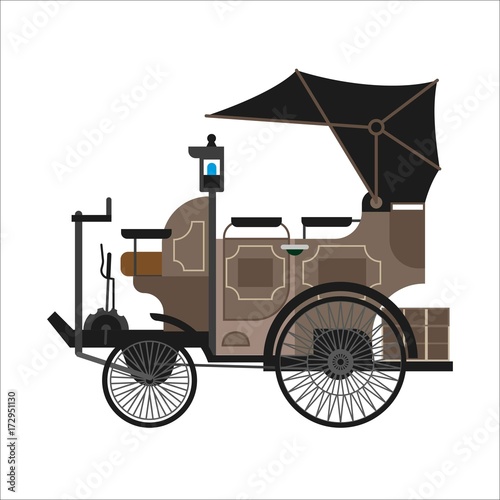 Old car or vintage retro collector automobile vector flat icon