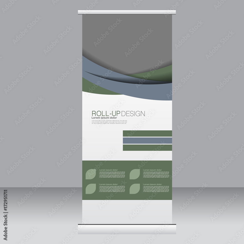 Fototapeta premium Roll up banner stand template. Abstract background for design, business, education, advertisement. Vector illustration.