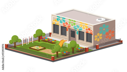 Low poly kindergarten building.