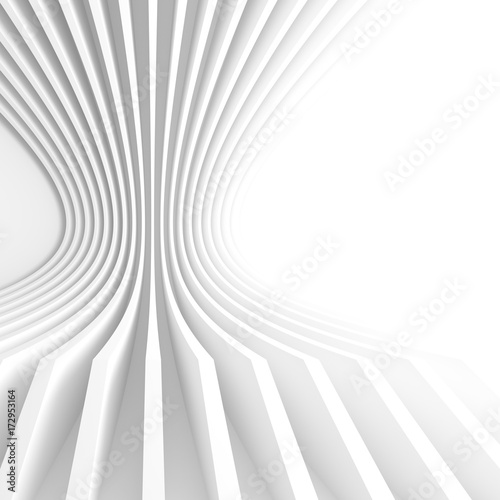 Modern Architecture Background. White Circular Tunnel Building, 3d Illustration of Light Futuristic Hall