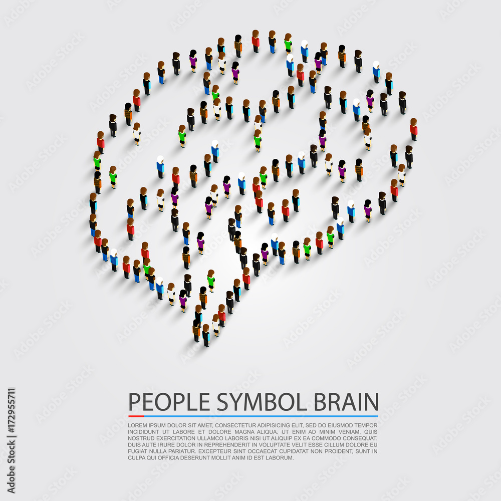 People symbol brain, People group sing brain, Vector illustration People symbol brain, People group sing brain, Vector illustration