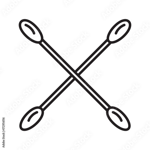 Crossed cotton buds linear icon