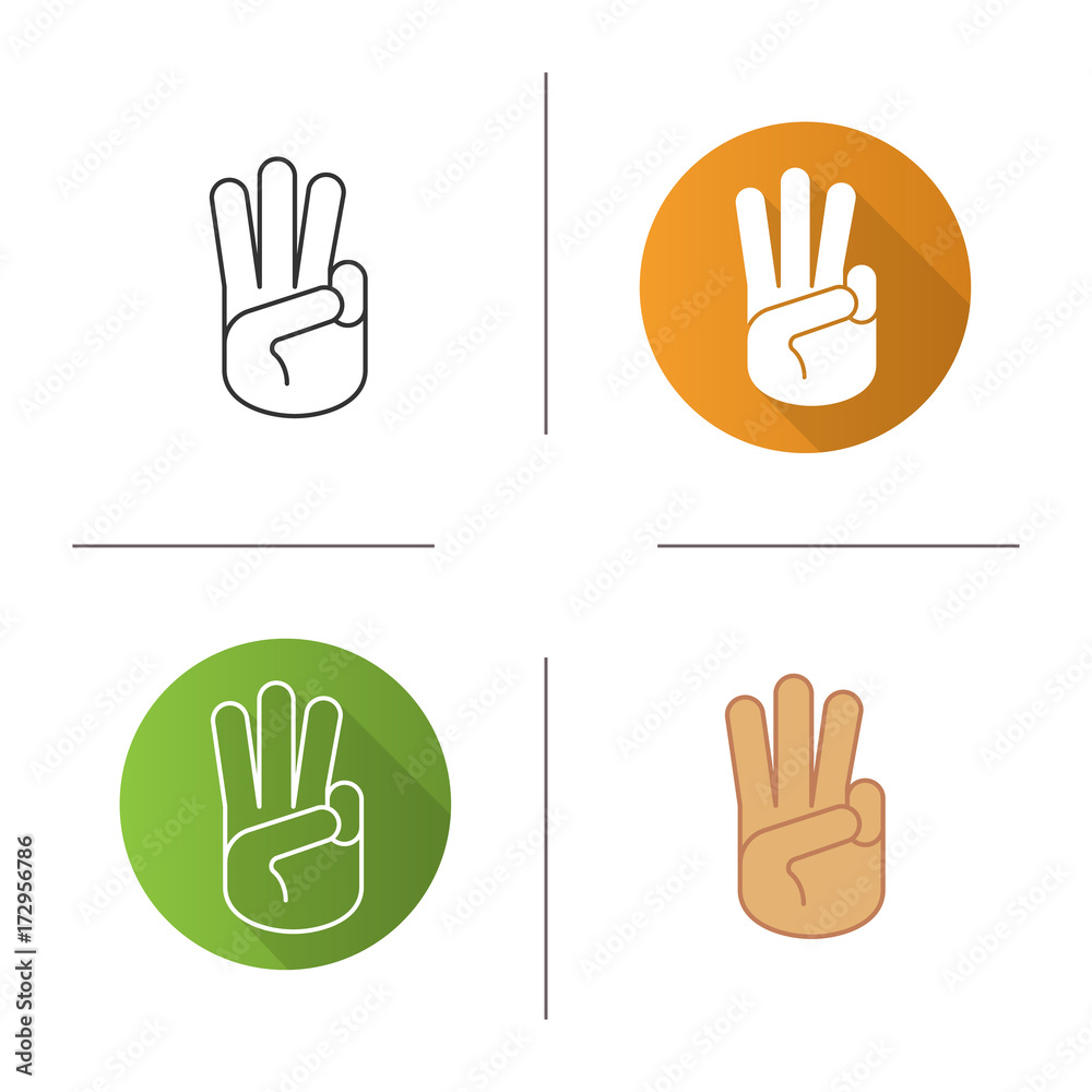 Obraz premium Three fingers up icon