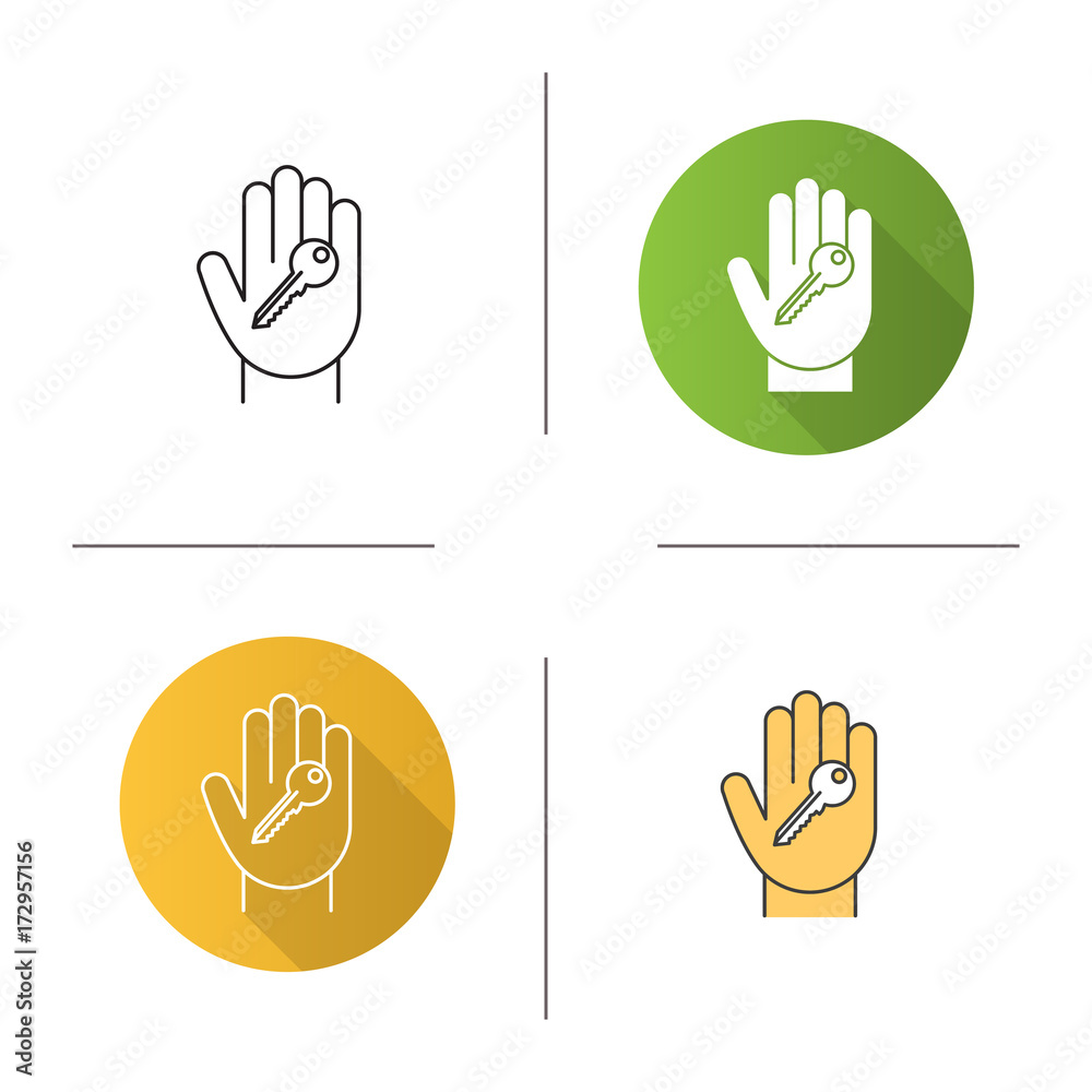 Fototapeta premium Hand with key icon