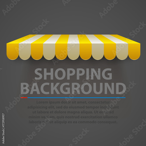 Store striped awning modern background. Vector