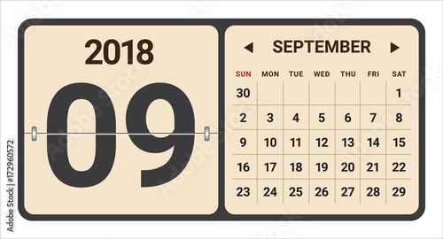 September 2018 calendar vector illustration