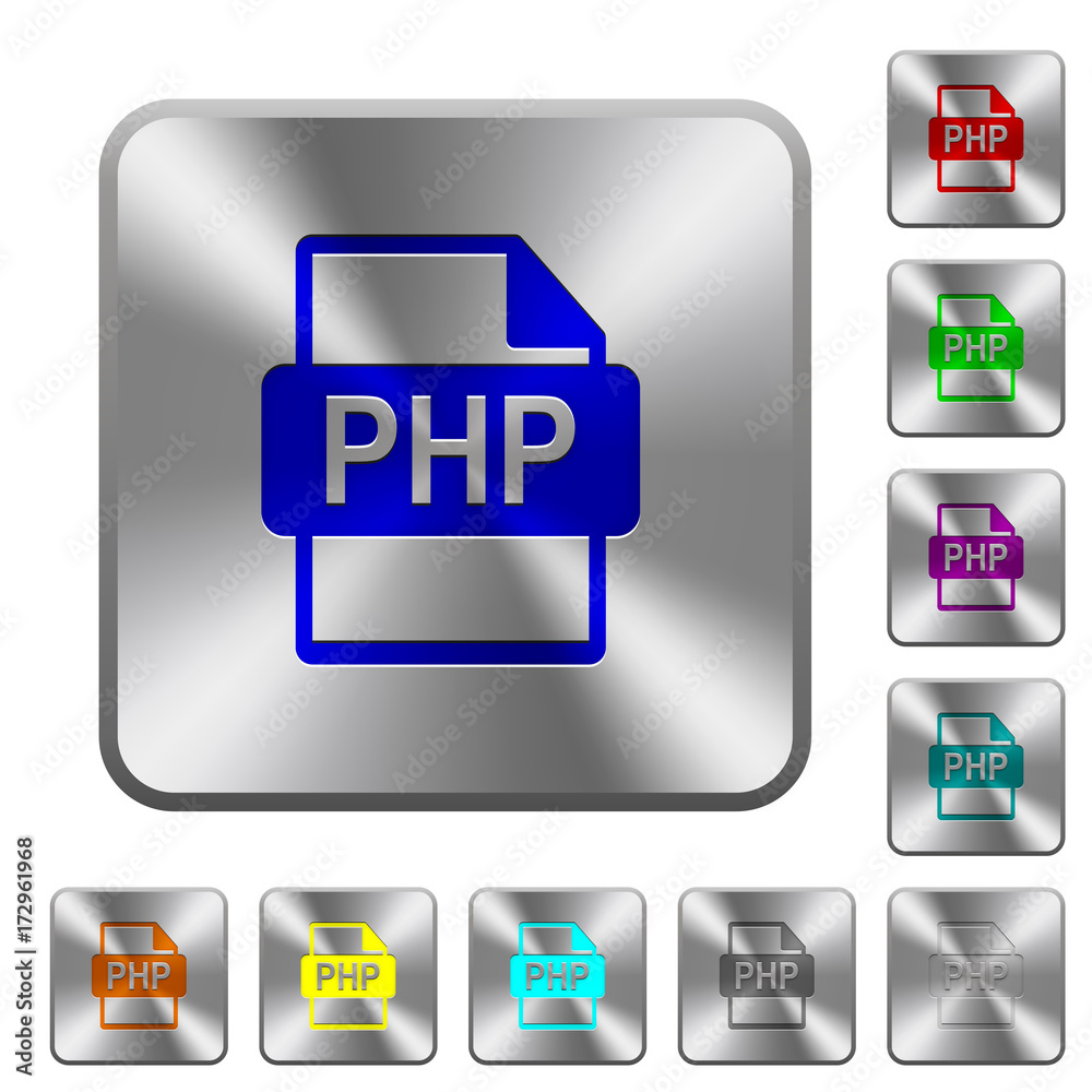 PHP file format rounded square steel buttons PHP file format rounded square steel buttons