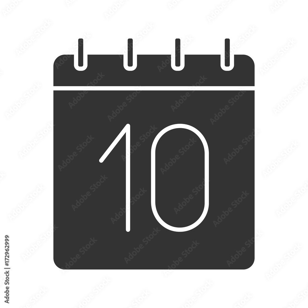 Tenth day of month glyph icon Tenth day of month glyph icon