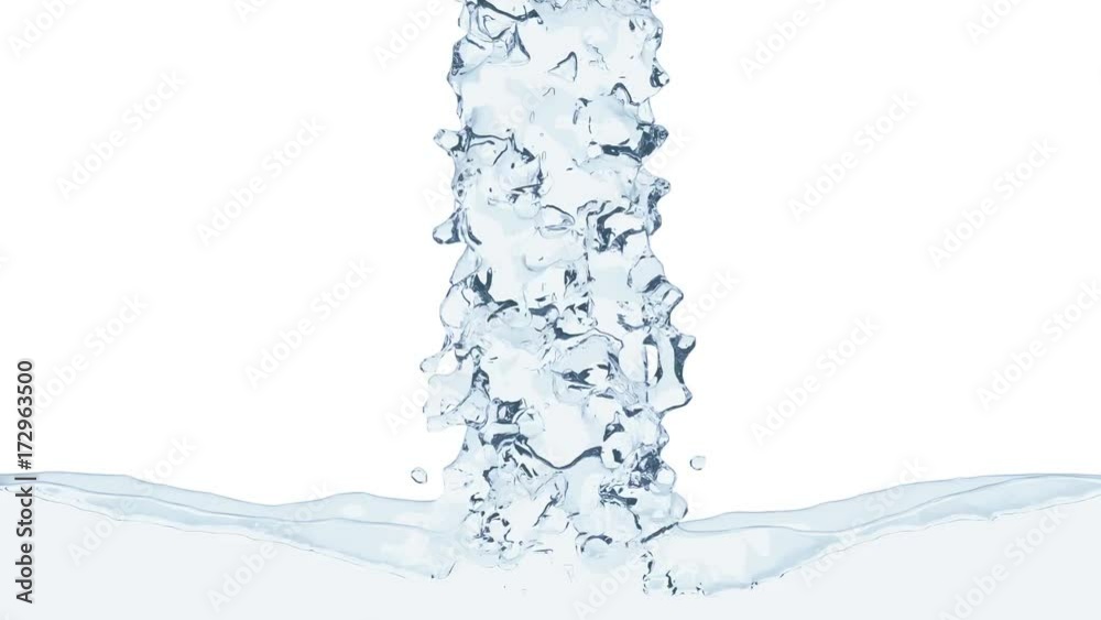 4K blue water splashes filling the screen on a white background with alpha matte 4K blue water splashes filling the screen on a white background with alpha matte