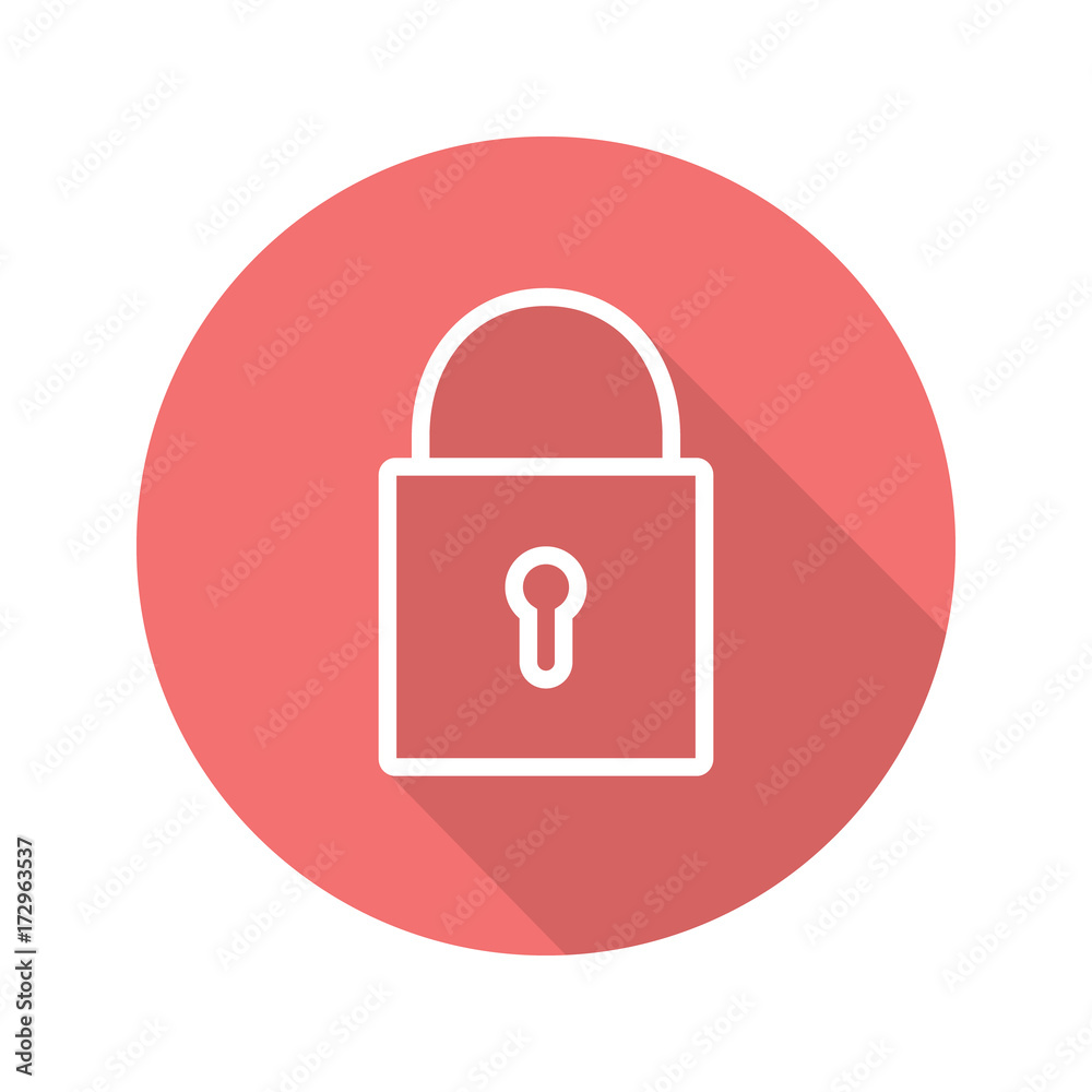 Closed lock flat linear long shadow icon Closed lock flat linear long shadow icon