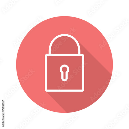 Closed lock flat linear long shadow icon