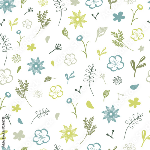 Seamless pattern with flowers and leafs