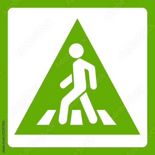 Pedestrian road sign icon green