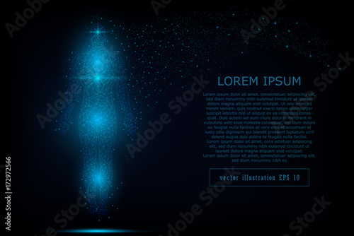 HUD interface virtual human body polygonal hologram future system health innovation and technology concept background, vector illustration.