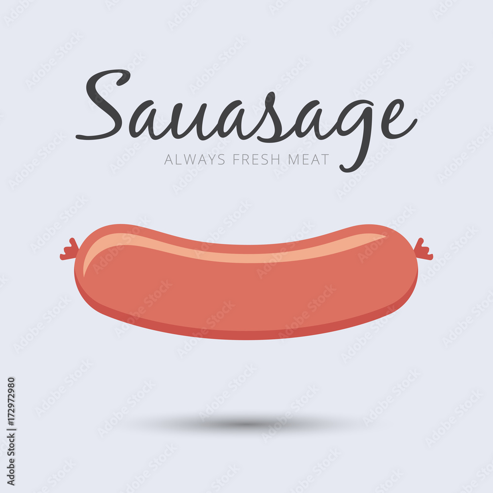 Sausage on gray background with a shadow Sausage on gray background with a shadow