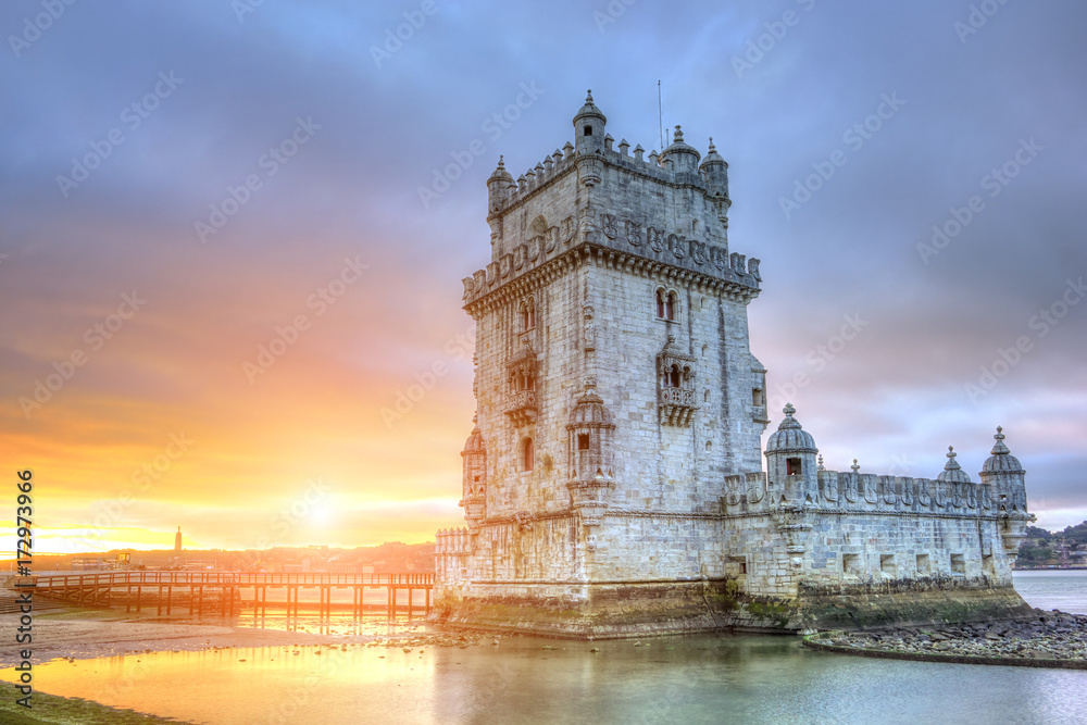 Belem Tower at sunrise. Portugal