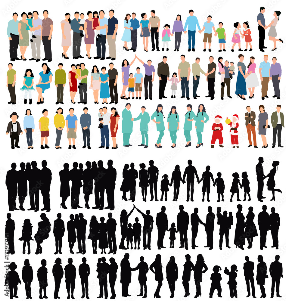 people collection, isometric people, isolated, flat style