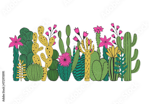 Cacti composition. Vector. Isolated.