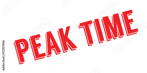 Peak Time rubber stamp. Grunge design with dust scratches. Effects can be easily removed for a clean, crisp look. Color is easily changed.