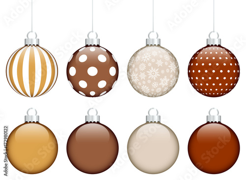 8 Christmas Balls Brown