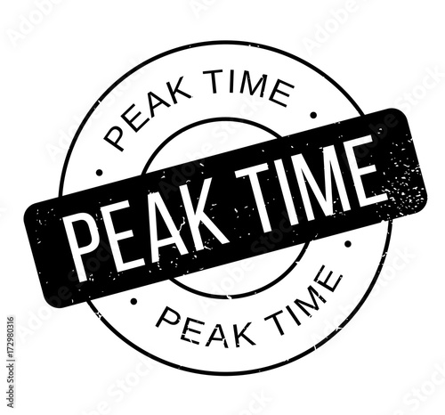Peak Time rubber stamp. Grunge design with dust scratches. Effects can be easily removed for a clean, crisp look. Color is easily changed.