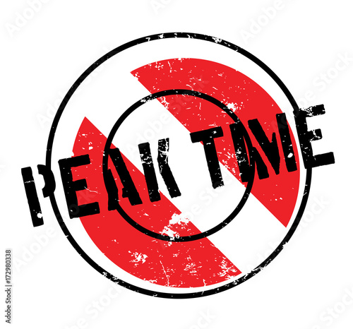 Peak Time rubber stamp. Grunge design with dust scratches. Effects can be easily removed for a clean, crisp look. Color is easily changed.
