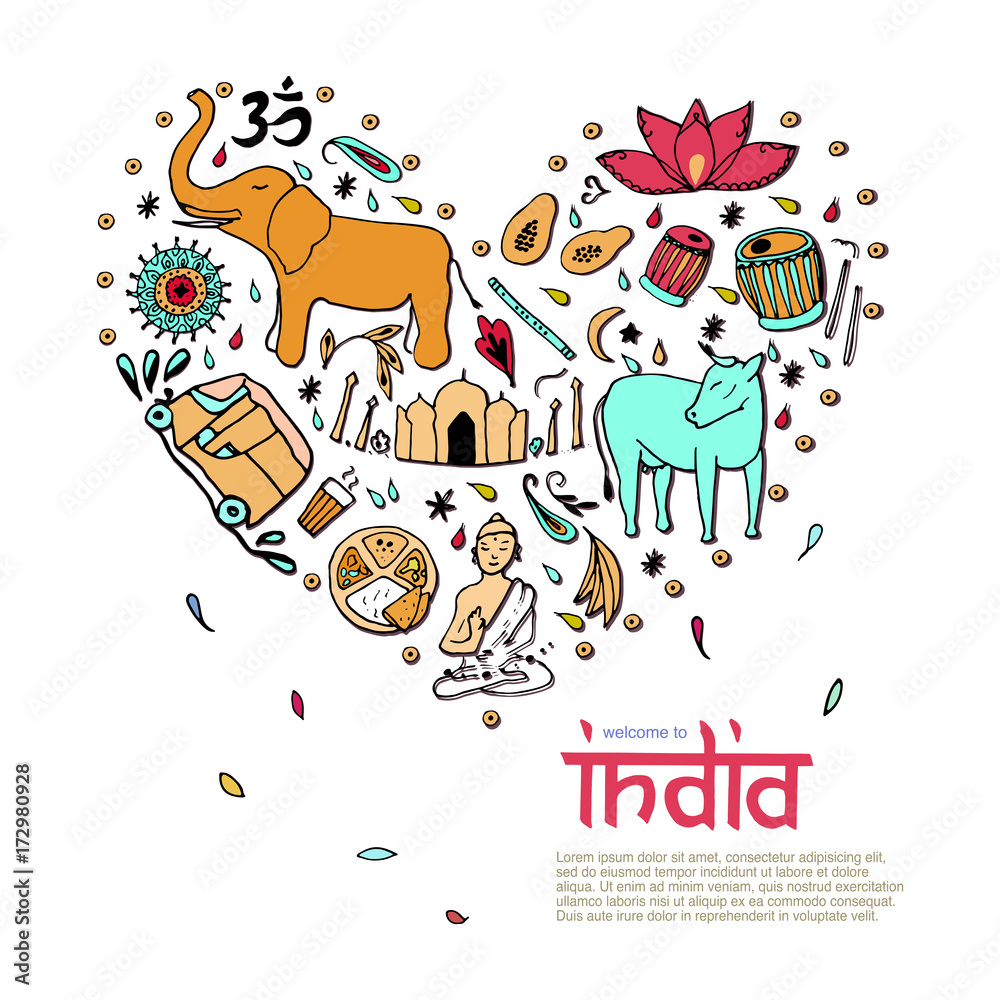Fototapeta premium India in the form of heart.