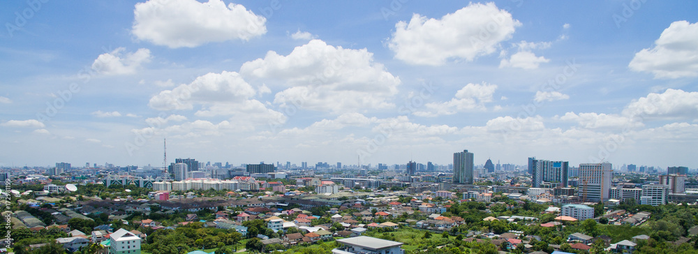 Aerial city view from flying drone at Nonthaburi, Thailand. top view landscape Aerial city view from flying drone at Nonthaburi, Thailand. top view landscape