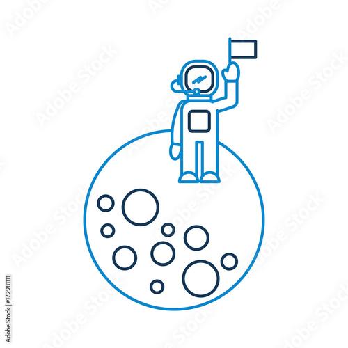 astronaut standing moon galaxy astronomy universe science vector illustration