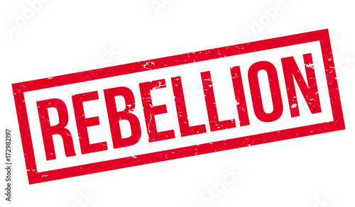 Rebellion rubber stamp. Grunge design with dust scratches. Effects can be easily removed for a clean, crisp look. Color is easily changed.