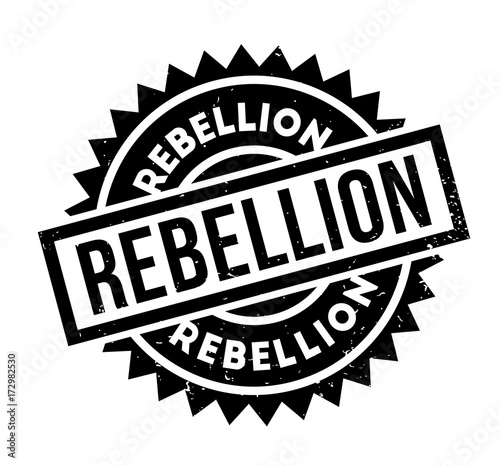 Rebellion rubber stamp. Grunge design with dust scratches. Effects can be easily removed for a clean, crisp look. Color is easily changed.