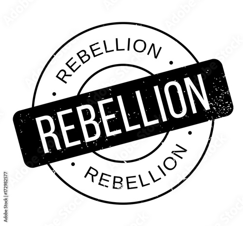 Rebellion rubber stamp. Grunge design with dust scratches. Effects can be easily removed for a clean, crisp look. Color is easily changed.
