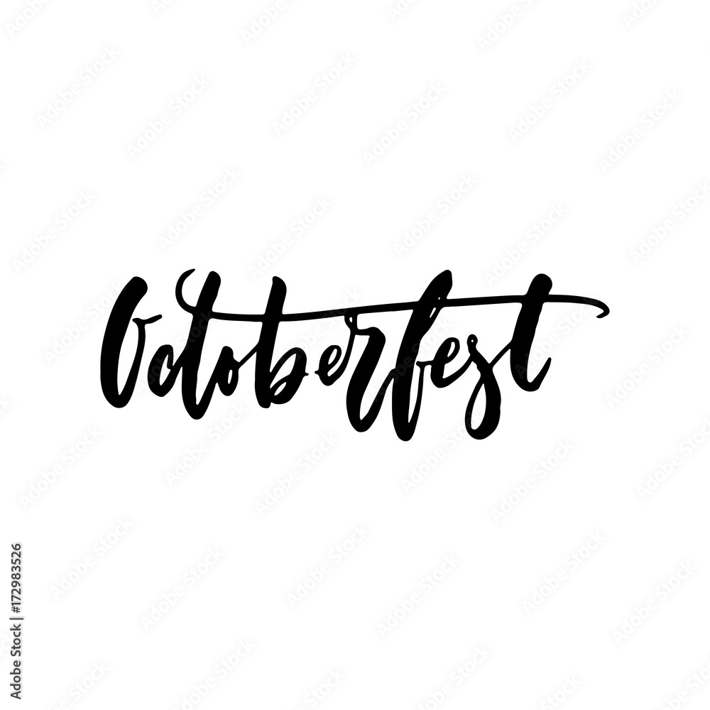 Octoberfest - hand drawn lettering quote isolated on the white background. Fun brush ink inscription for photo overlays, greeting card or t-shirt print, poster design.