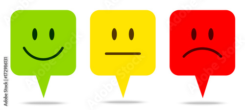 3 Mood Faces Speechbubbles Green/Yellow/Red