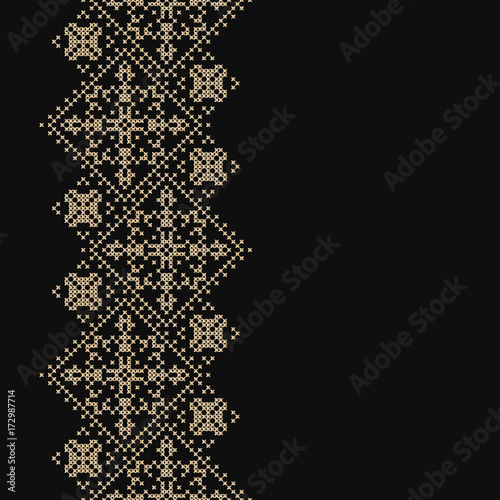 Golden frame in oriental style. Seamless border for design. Eastern background. Islamic card with place for text.