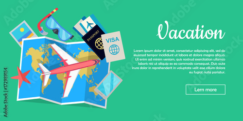 Vacation Conceptual Flat Style Vector Web Banner 