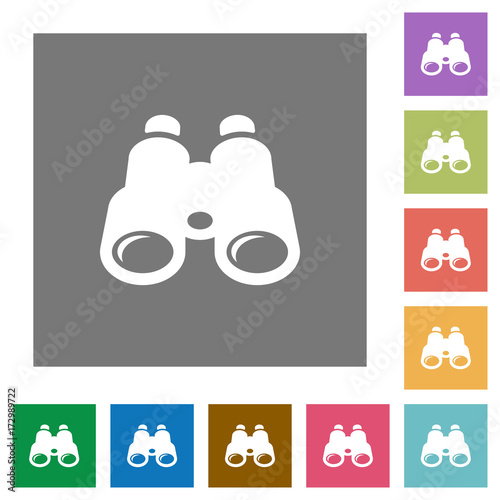 Binoculars square flat icons
