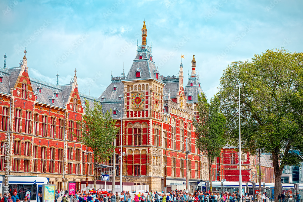 Fototapeta premium Amsterdam Centraal Station. It's the Amsterdam's main railway station