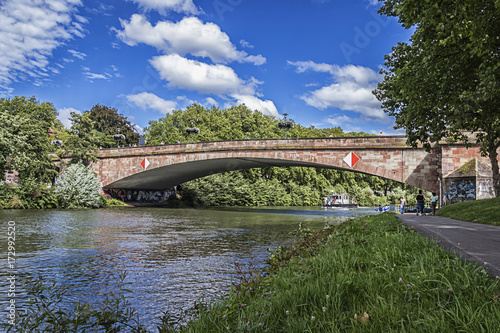 Bridge Over The River Saar, in Saarbrucken, Germany. photo