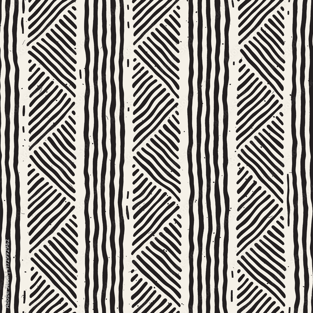 Hand drawn style ethnic seamless pattern. Abstract geometric tiling background in black and white. Hand drawn style ethnic seamless pattern. Abstract geometric tiling background in black and white.