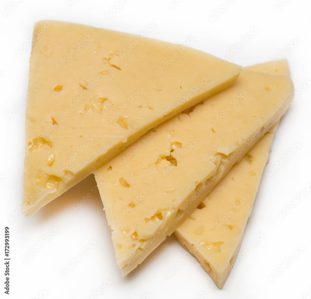 slices of cheese isolated on white background slices of cheese isolated on white background