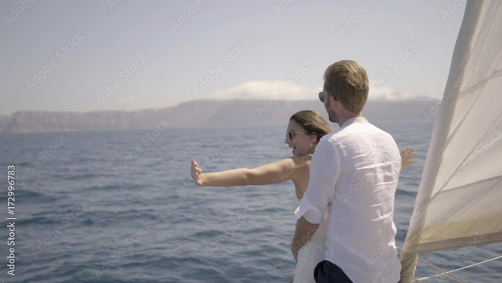 4k travel video happy couple together on sailing boat enjoying sunny summer vacation on sea 4k travel video happy couple together on sailing boat enjoying sunny summer vacation on sea
