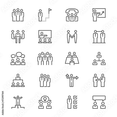 Business people thin icons