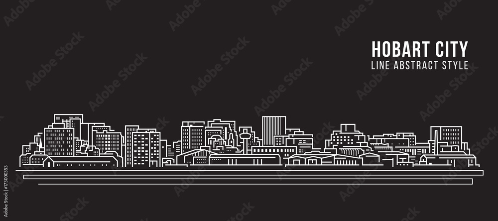 Cityscape Building Line art Vector Illustration design - Hobart city