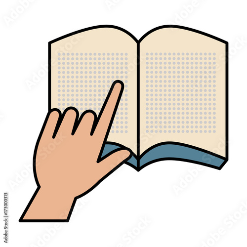 hands reader with text book school icon