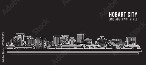 Cityscape Building Line art Vector Illustration design - Hobart city