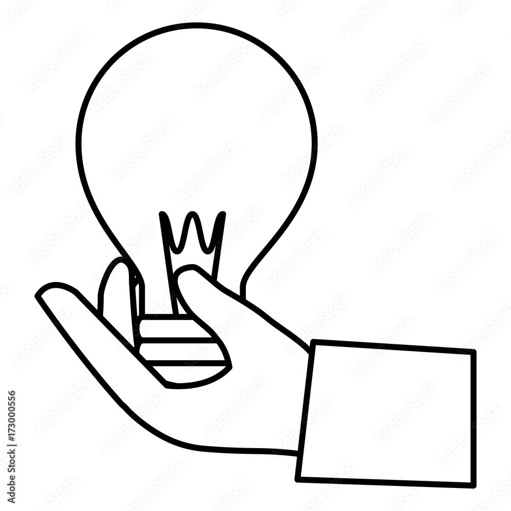 Obraz premium hand human with bulb light isolated icon