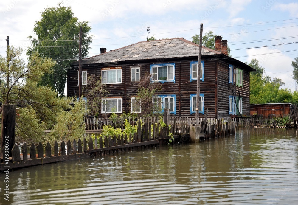 Flood. The river Ob, which emerged from the shores, flooded the outskirts of the city. Flood. The river Ob, which emerged from the shores, flooded the outskirts of the city.
