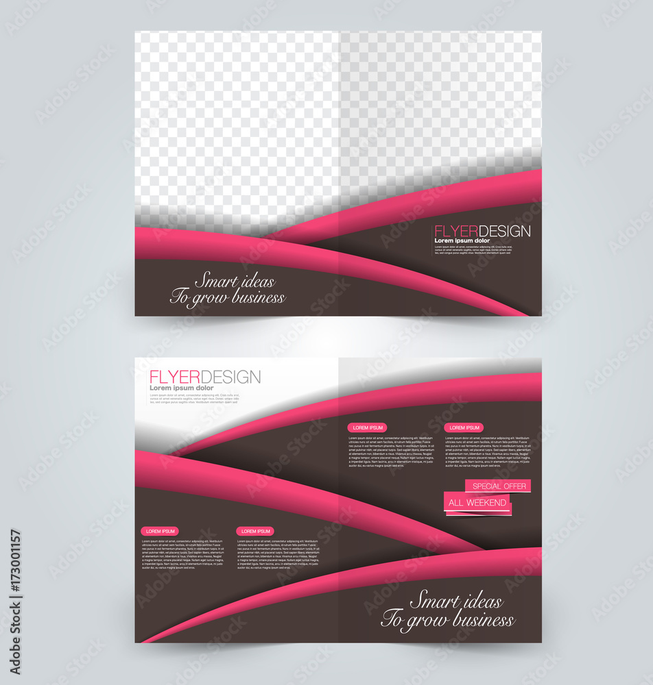 Fototapeta premium Abstract flyer design background. Brochure template. Can be used for magazine cover, business mockup, education, presentation, report. Brown and pink color.