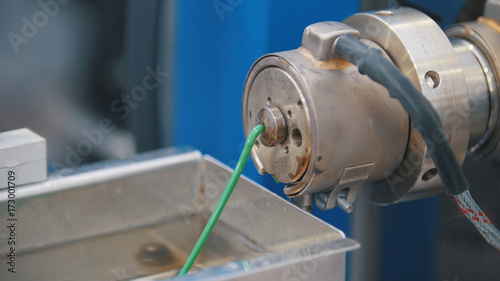 Photos Extrusion manufacturing line - extruder, close up